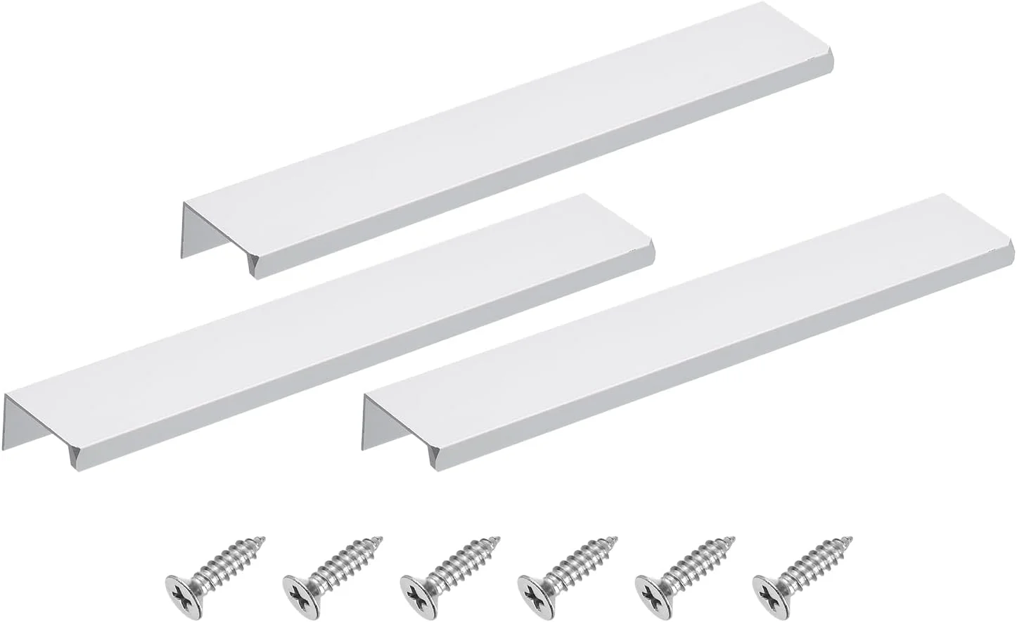 دستگیره لبه ای مخفی کابینت سورسیینگ مپ، 3 عدد 200 میلی متر / 7.87 اینچ آلیاژ آلومینیوم نصب از پشت، دستگیره مخفی برای کابینت کشو آشپزخانه منزل، نقره ای