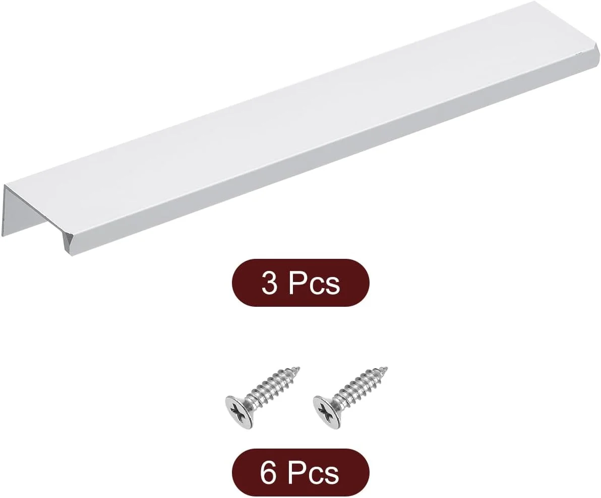 دستگیره لبه ای مخفی کابینت سورسیینگ مپ، 3 عدد 200 میلی متر / 7.87 اینچ آلیاژ آلومینیوم نصب از پشت، دستگیره مخفی برای کابینت کشو آشپزخانه منزل، نقره ای دستگیره لبه ای مخفی کابینت سورسیینگ مپ، 3 عدد 200 میلی متر / 7.87 اینچ آلیاژ آلومینیوم نصب از پشت، دستگیره مخفی برای کابینت کشو آشپزخانه منزل، نقره ای