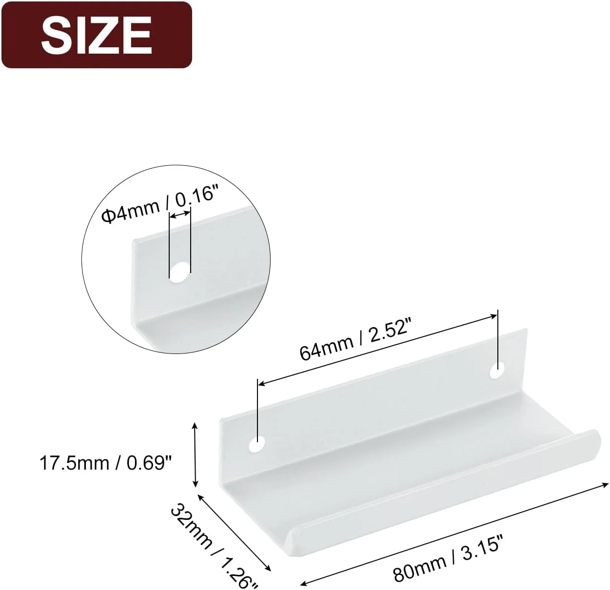 دستگیره لبه انگشتی کابینت سورسینگ مپ، 6 عدد 80 میلی متر / 3.15 اینچ آلیاژ آلومینیوم نصب پشتی دستگیره های مخفی کابینت دستگیره پنهان برای کابینت کشو آشپزخانه منزل، سفید