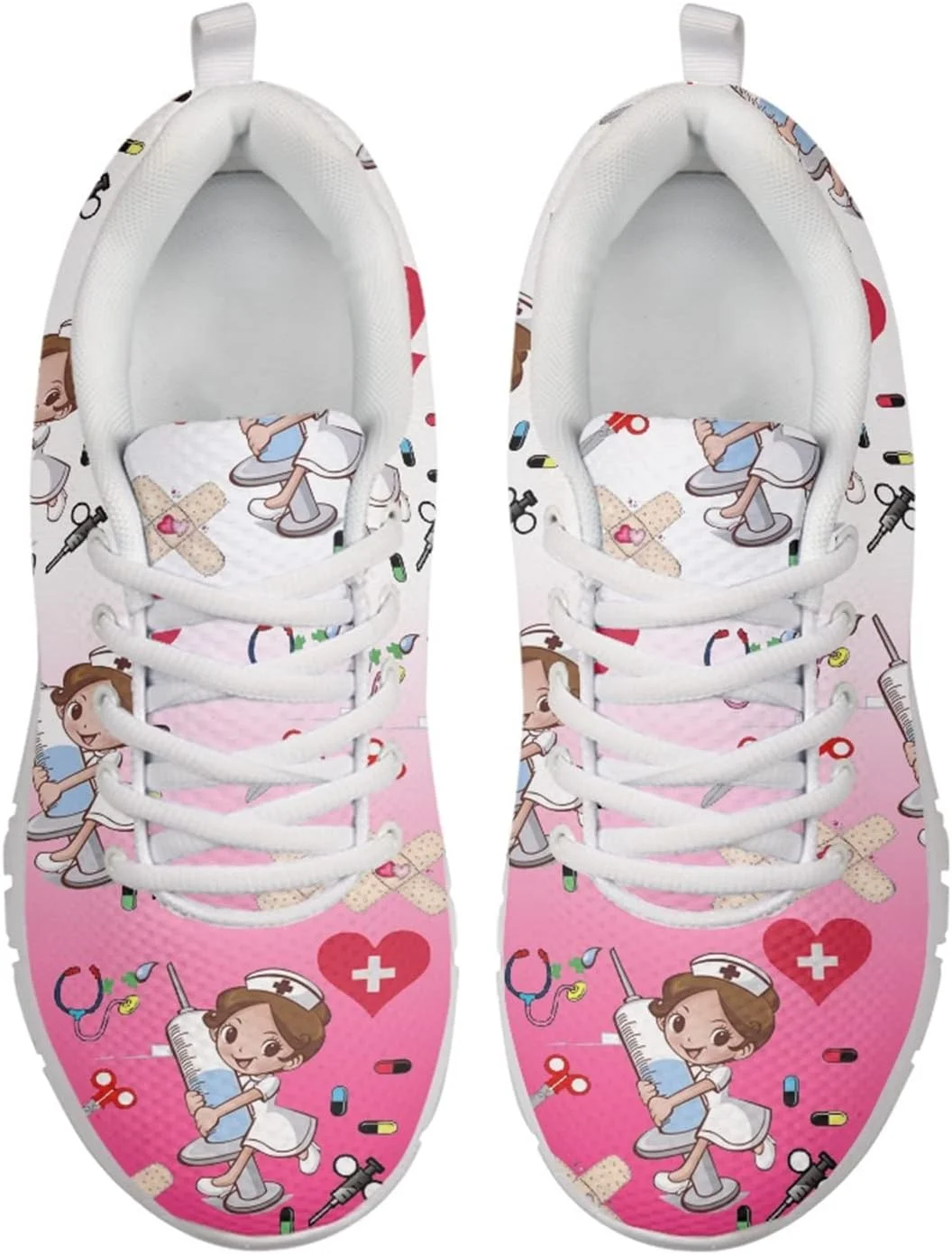 کفش های دویدن سبک وزن زنانه Jndtueit، کفش های ورزشی مد روز، مناسب پیاده روی، کفش های توری سبک وزن، کفش های پرستاری برای ورزش، با طرح کارتونی زیبا