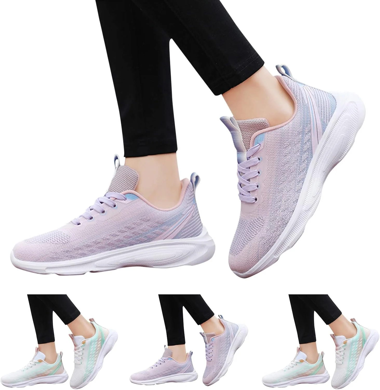 کفش کتانی پیاده روی مد روز JEUROT زنانه، کفش تنیس ورزشی بافت توری تنفسی سبک وزن، کفش غیر لغزنده روزمره