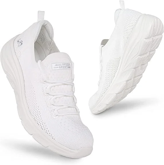 کفش پیاده روی زنانه JENN ARDOR، کفش ورزشی جورابی لغزنده، کفش تنیس سبک وزن ضد لغزش الاستیک، سفید، سایز 38 اروپا کفش پیاده روی زنانه JENN ARDOR، کفش ورزشی جورابی لغزنده، کفش تنیس سبک وزن ضد لغزش الاستیک، سفید، سایز 38 اروپا