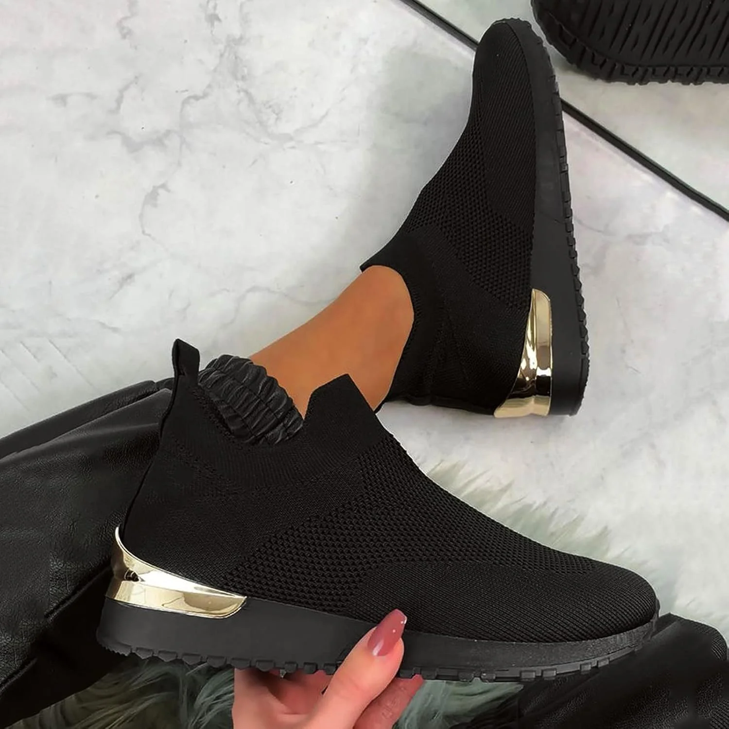 کفش پیاده روی زنانه JEUROT، کفش های ضد لغزش با پشتیبانی از قوس پا، کفش های بافتنی تنفسی پلتفرم، کفش های دویدن سبک وزن و غیر رسمی