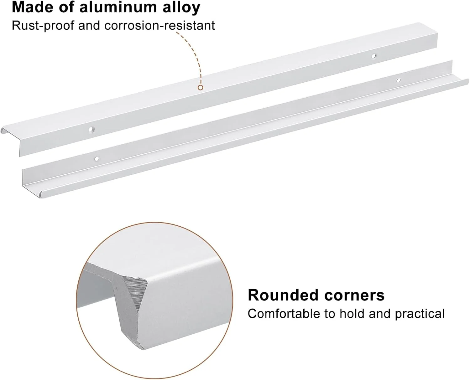 دستگیره مخفی لبه ای کابینت سورسیینگ مپ، 1 عدد 500 میلی متر / 19.69 اینچ آلیاژ آلومینیوم نصب از پشت، دستگیره مخفی برای کابینت کشو آشپزخانه منزل، نقره ای دستگیره مخفی لبه ای کابینت سورسیینگ مپ، 1 عدد 500 میلی متر / 19.69 اینچ آلیاژ آلومینیوم نصب از پشت، دستگیره مخفی برای کابینت کشو آشپزخانه منزل، نقره ای