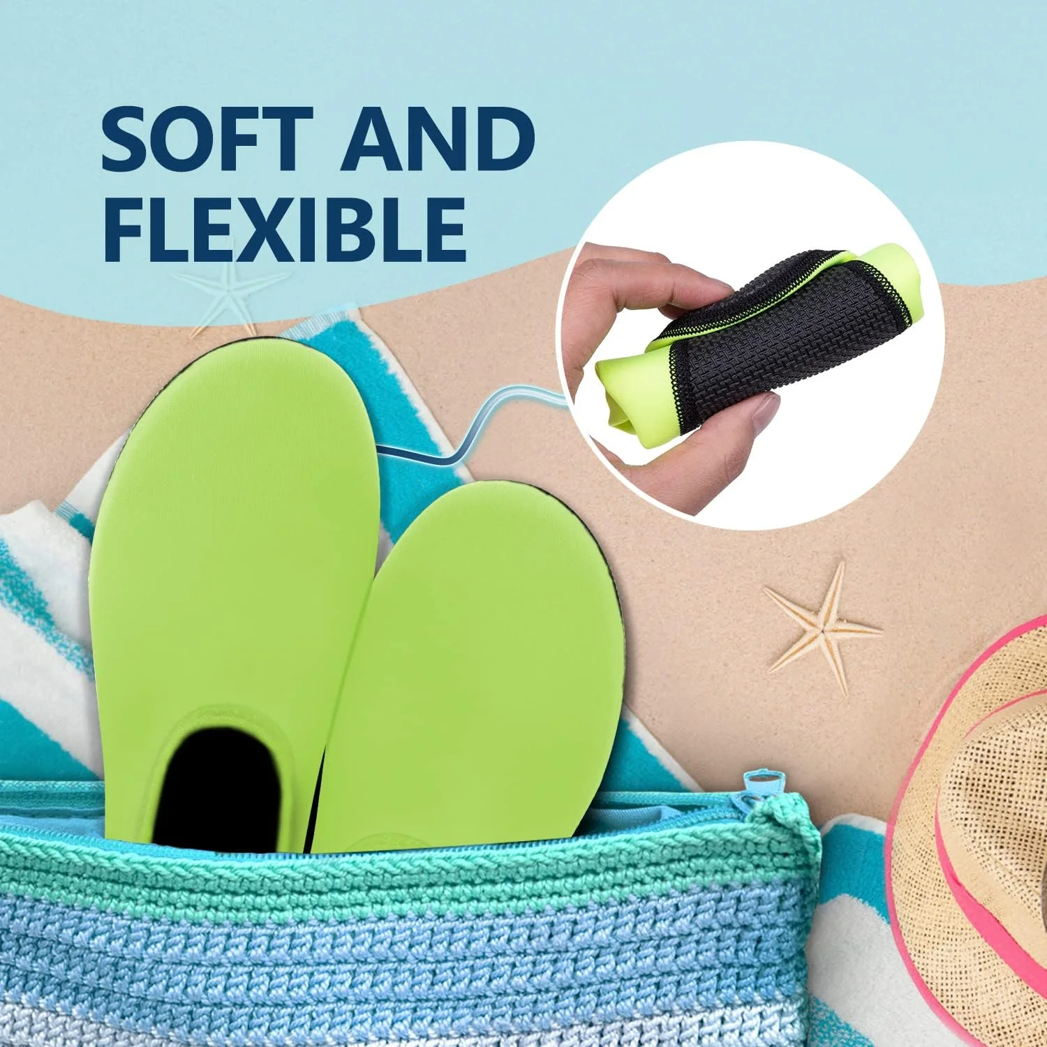 کفش‌های آبی JACKSHIBO زنانه مردانه، کفش ساحلی شنا، جوراب‌های آبی سریع خشک‌شونده برای استخر، یوگا، موج‌سواری، شنا