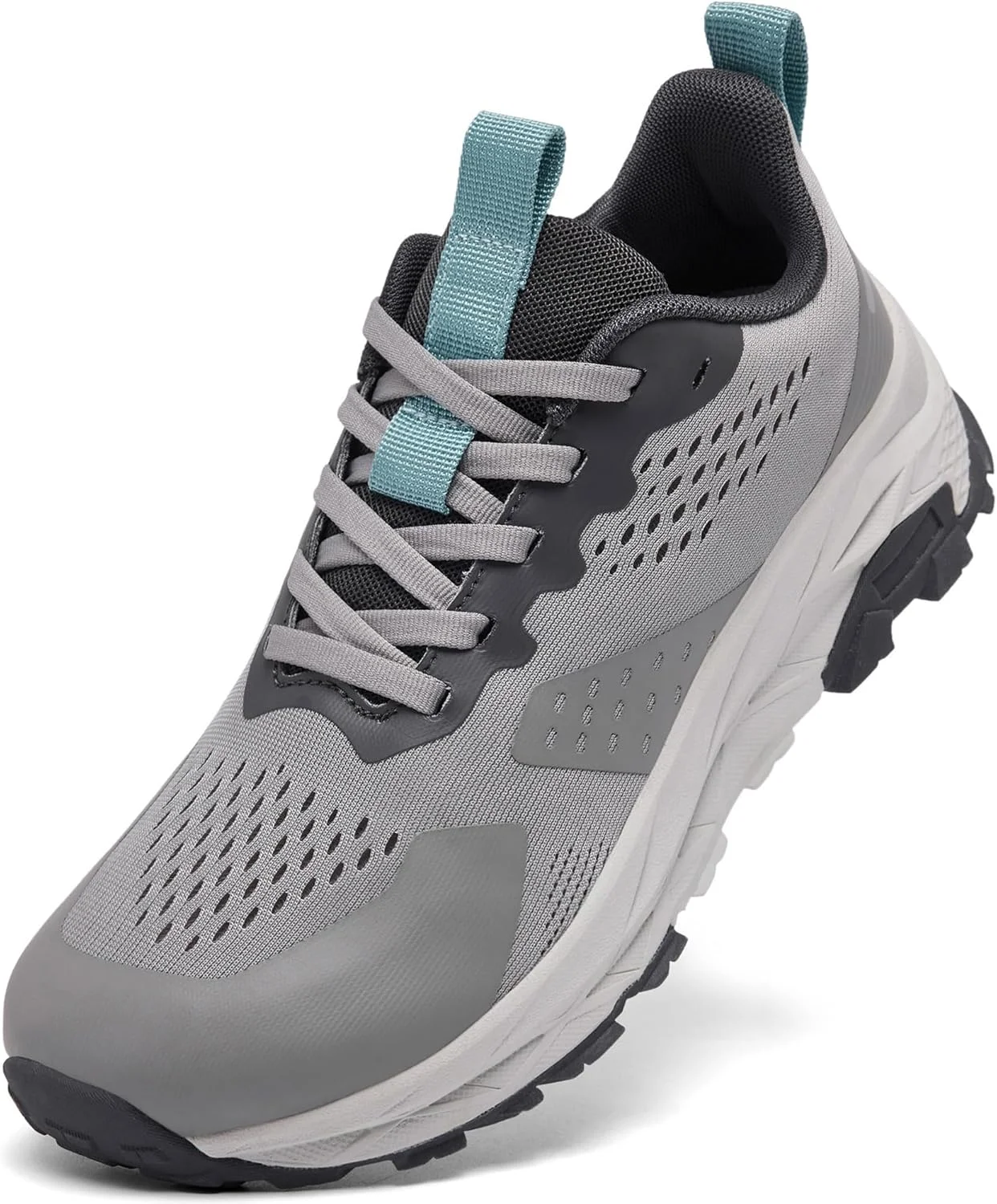 کفش های زنانه پنجه پهن HONGGUOZI، کفش های ورزشی فوق سبک ضد لغزش با پشتیبانی از قوس پا برای پیاده روی، دویدن، تمرینات ورزشی، تنیس، کفش دیابتی زیرو دراپ، خاکستری، سایز 9 پهن