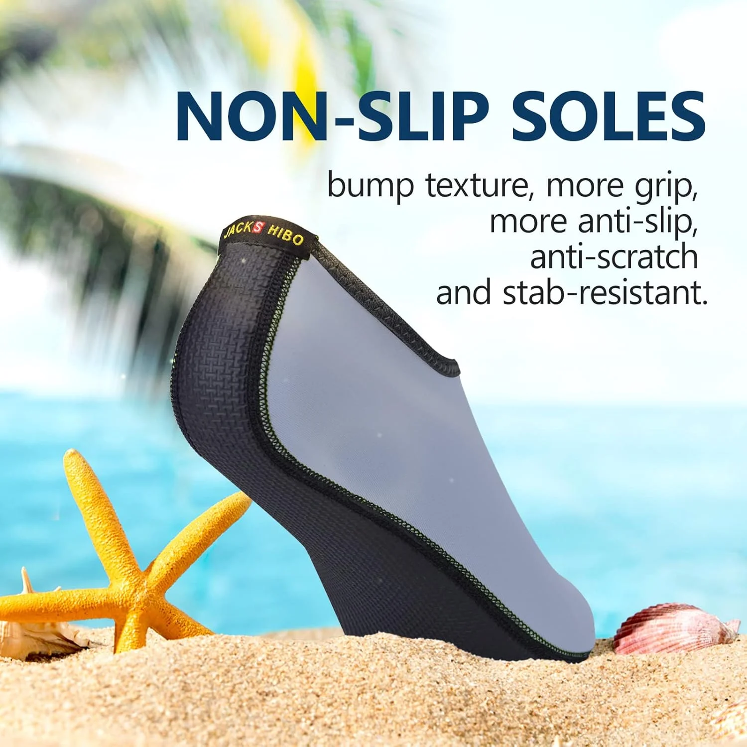 کفش‌های آبی JACKSHIBO زنانه مردانه، جوراب‌های آبی سریع خشک‌شونده، کفش‌های پا برهنه مناسب برای شنا، ساحل، استخر، یوگا و موج‌سواری