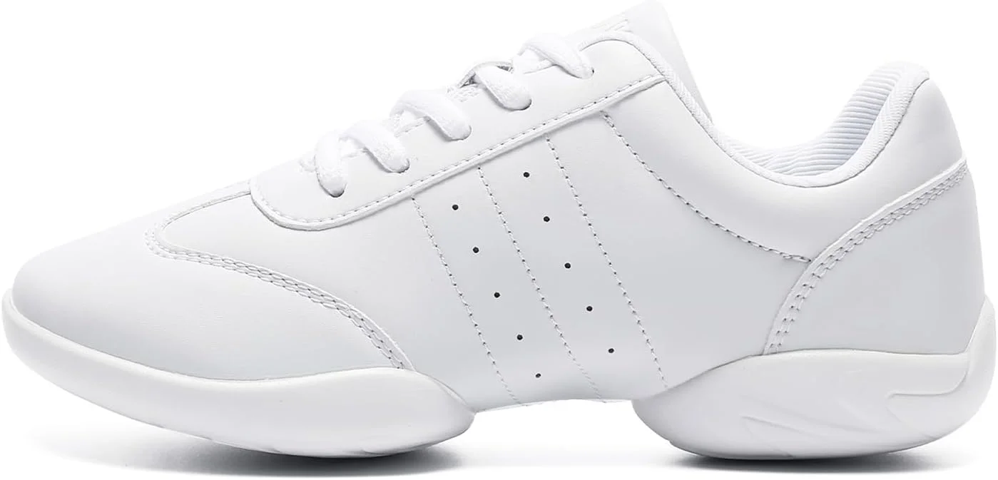 کفش های سفید تشویق HWJHMX برای دختران، زنان و جوانان، کفش های تشویق تیمی، کفش های ورزشی تشویق، کفش های تخت ورزشی راحت و نرم و تنفسی برای کودکان