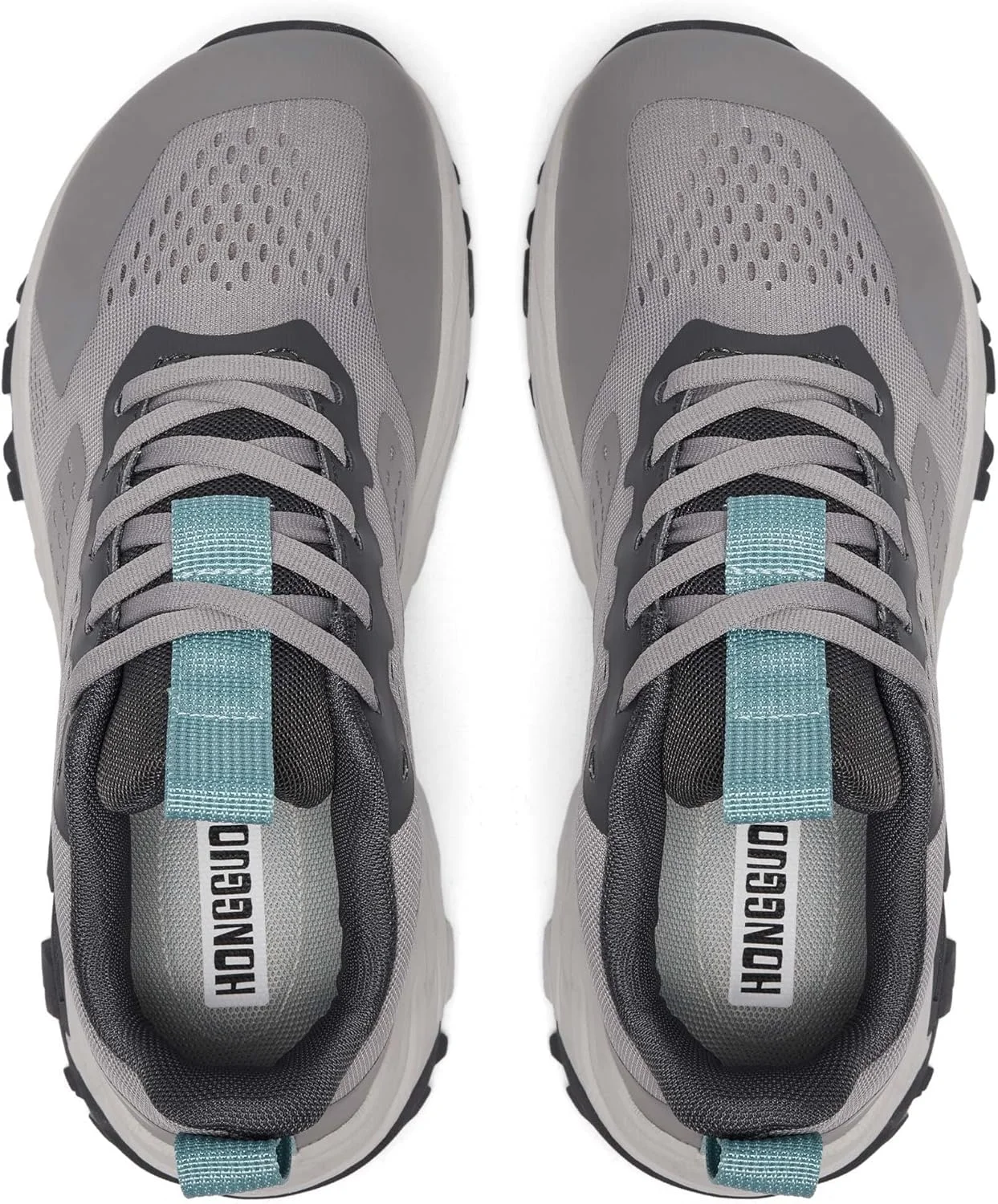 کفش های زنانه پنجه پهن HONGGUOZI، کفش های ورزشی فوق سبک ضد لغزش با پشتیبانی از قوس پا برای پیاده روی، دویدن، تمرینات ورزشی، تنیس، کفش دیابتی زیرو دراپ، خاکستری، سایز 9 پهن