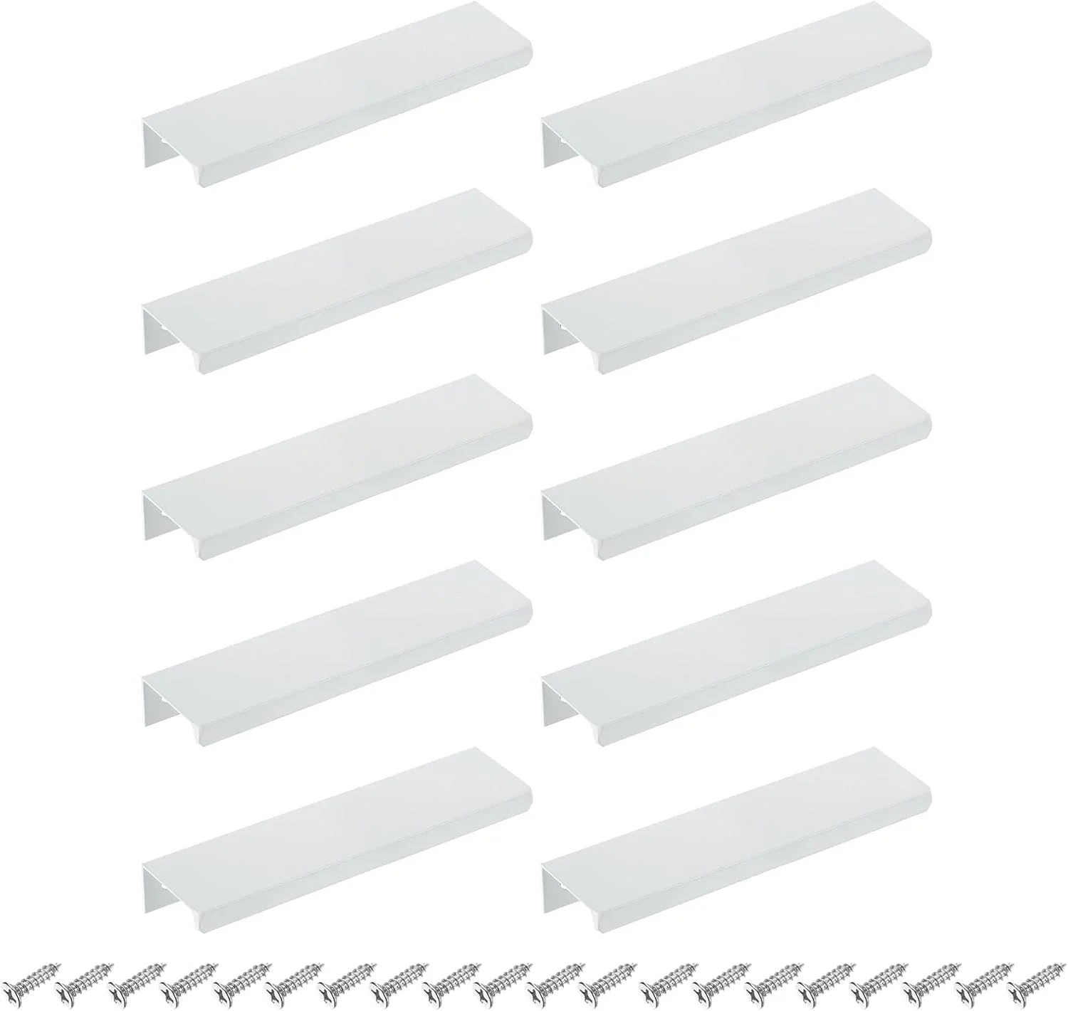 سورسینگ مپ دستگیره لبه انگشتی کابینت، 10 عدد، 120 میلی متر / 4.72 اینچ، دستگیره مخفی پشتی کابینت از جنس آلیاژ آلومینیوم، دستگیره پنهان برای کشو کابینت آشپزخانه منزل، سفید