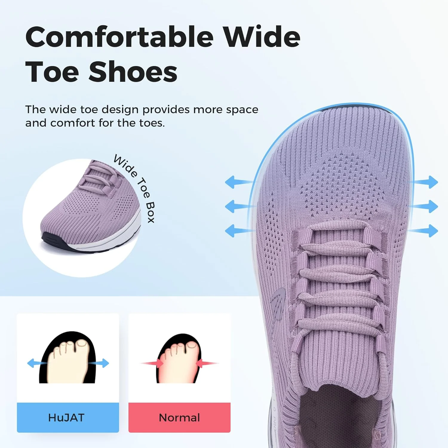 کفش پیاده روی زنانه HuJAT با پنجه پهن، پشتیبانی از قوس پا، کفش تنیس لغزنده، کفش ورزشی ارتوپدی مناسب برای پلانتار فاشیایتیس، کفش ورزشی راحت برای باشگاه، سایز 36-41