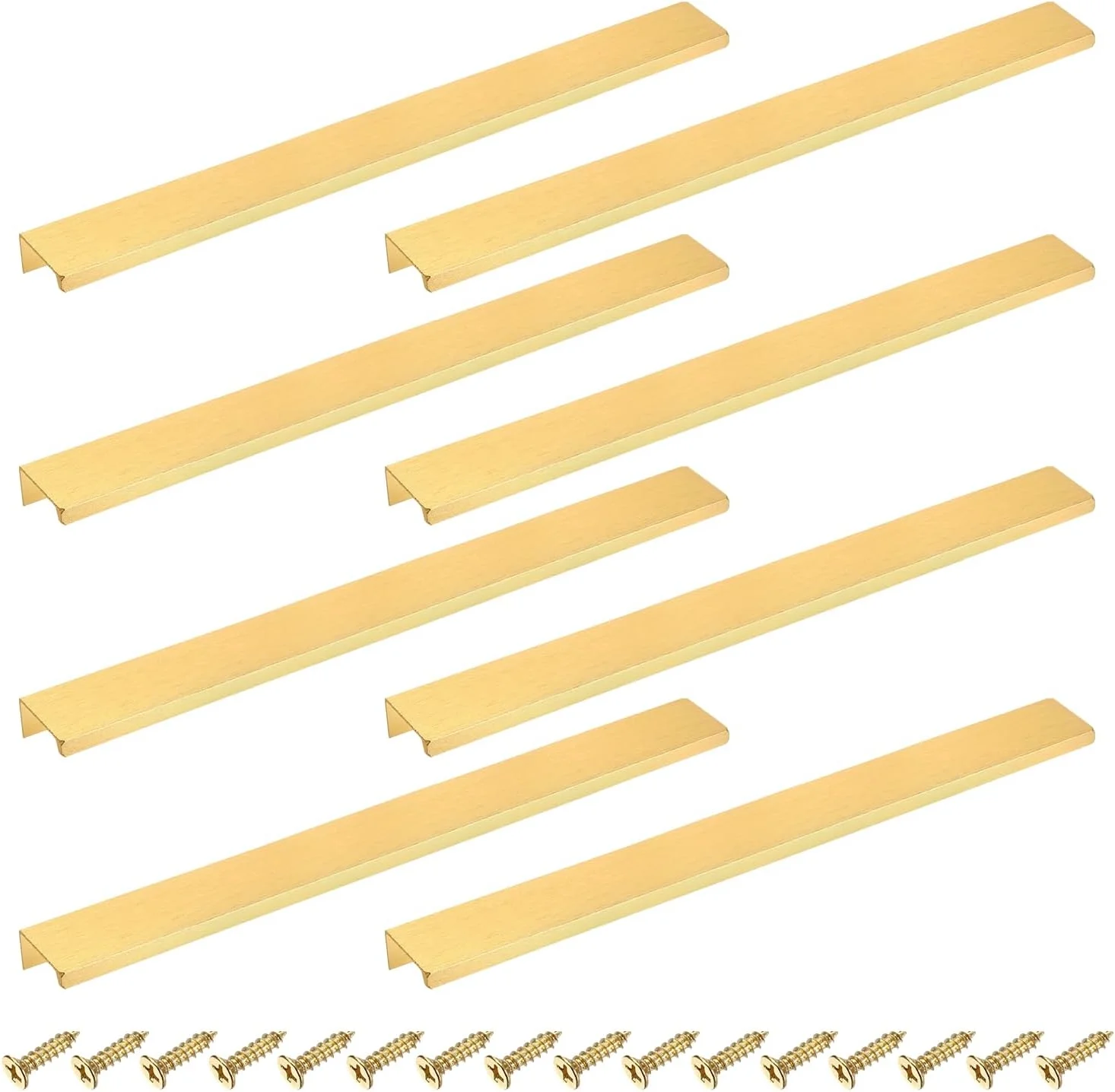 سورسینگ مپ دستگیره لبه انگشتی کابینت، 8 عدد 300 میلی متر / 11.81 اینچ آلیاژ آلومینیوم نصب پشتی دستگیره های مخفی کابینت دستگیره پنهان برای کابینت کشو آشپزخانه منزل، طلایی