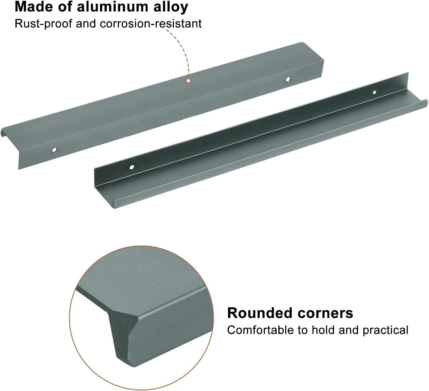 دستگیره مخفی لبه انگشتی کابینت، 10 عدد، 300 میلی متر، دستگیره مخفی پشتی آلیاژ آلومینیوم برای کابینت کشو آشپزخانه منزل، خاکستری دستگیره مخفی لبه انگشتی کابینت، 10 عدد، 300 میلی متر، دستگیره مخفی پشتی آلیاژ آلومینیوم برای کابینت کشو آشپزخانه منزل، خاکستری