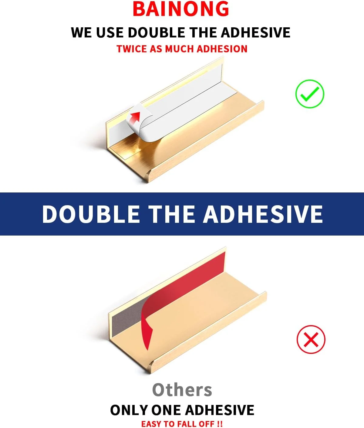 بسته 5 عددی دستگیره کابینت چسبی 3 اینچی BaiNong، دستگیره های طلایی چسبی، دستگیره انگشتی کابینت، دستگیره لبه کشو، دستگیره انگشتی برای کابینت، دستگیره های مخفی درز، دستگیره های تخت بسته 5 عددی دستگیره کابینت چسبی 3 اینچی BaiNong، دستگیره های طلایی چسبی، دستگیره انگشتی کابینت، دستگیره لبه کشو، دستگیره انگشتی برای کابینت، دستگیره های مخفی درز، دستگیره های تخت