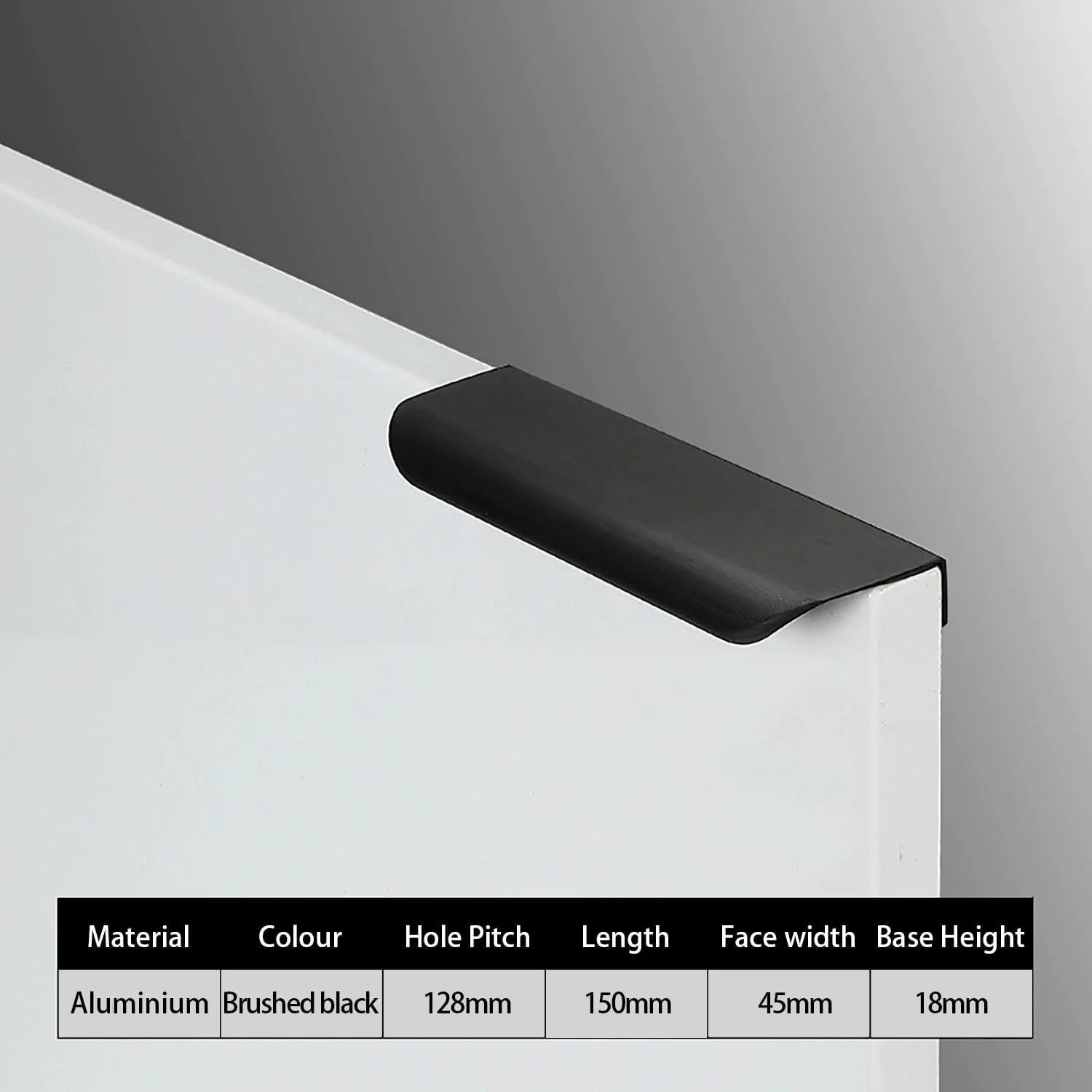 دستگیره لبه انگشتی آلیاژ آلومینیوم مشکی برای کابینت، کشو و کمد، سبک مدرن، 10 عددی (طول 150 میلی متر)