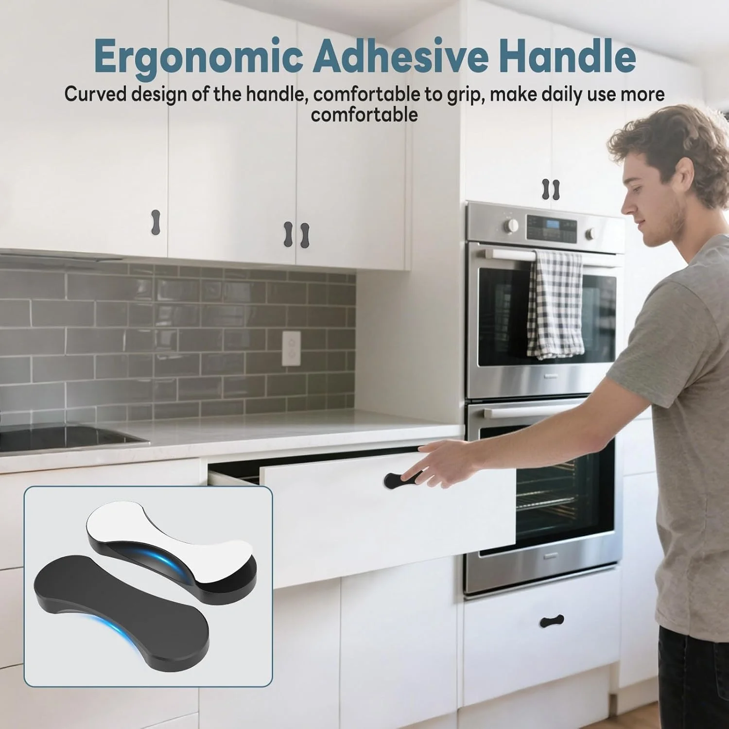 دستگیره کابینت چسبی 3 اینچی، بسته 2 عددی دستگیره کشویی درب انبار و درب دوش، بدون نیاز به سوراخکاری، نصب آسان جایگزین کشو، کمد و دستگیره کمد لباس، مشکی دستگیره کابینت چسبی 3 اینچی، بسته 2 عددی دستگیره کشویی درب انبار و درب دوش، بدون نیاز به سوراخکاری، نصب آسان جایگزین کشو، کمد و دستگیره کمد لباس، مشکی