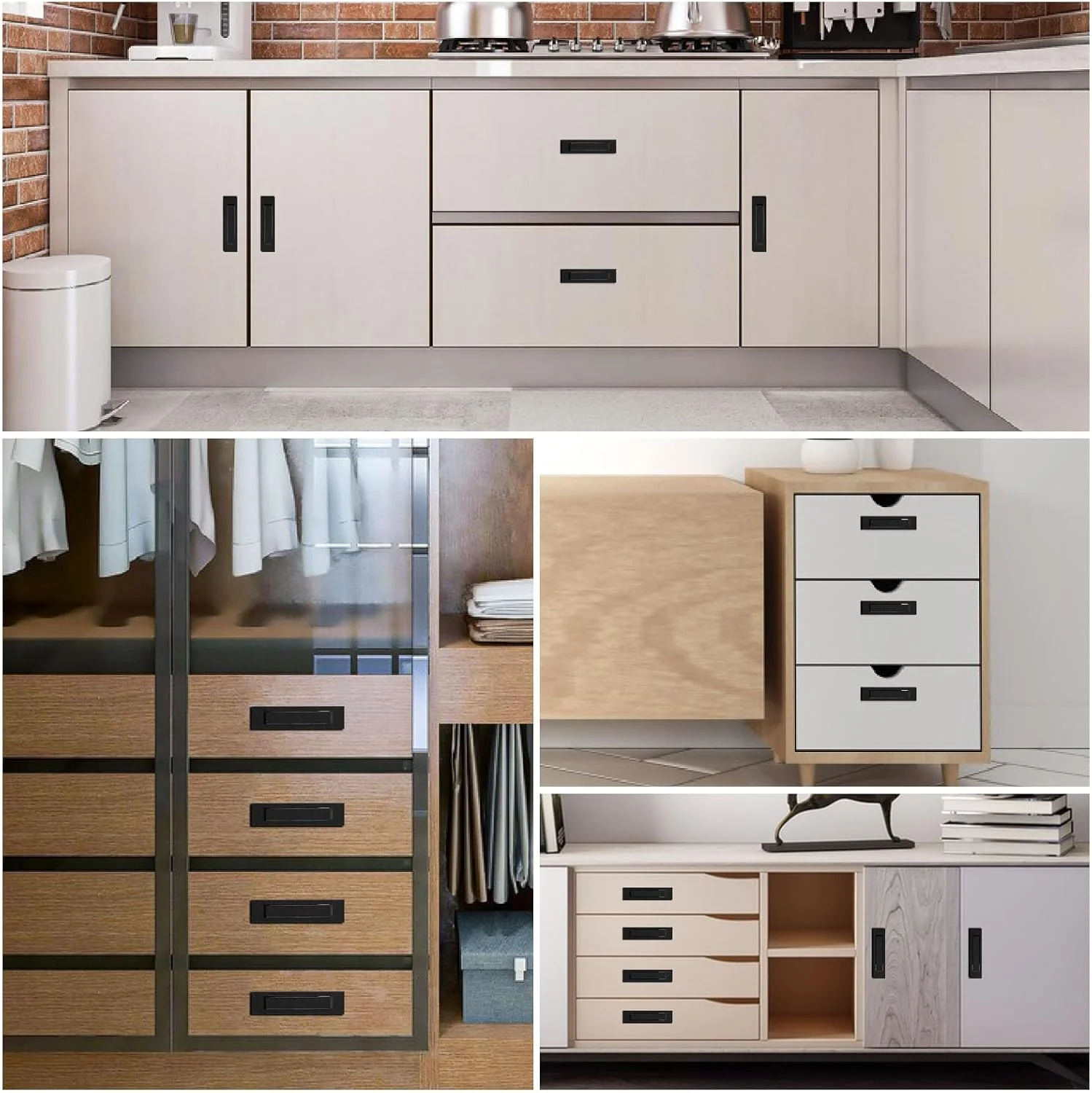 دستگیره توکار درب کشویی Amaxiu - سخت افزار نصب فرورفته برای درب کمد و انبار (A)