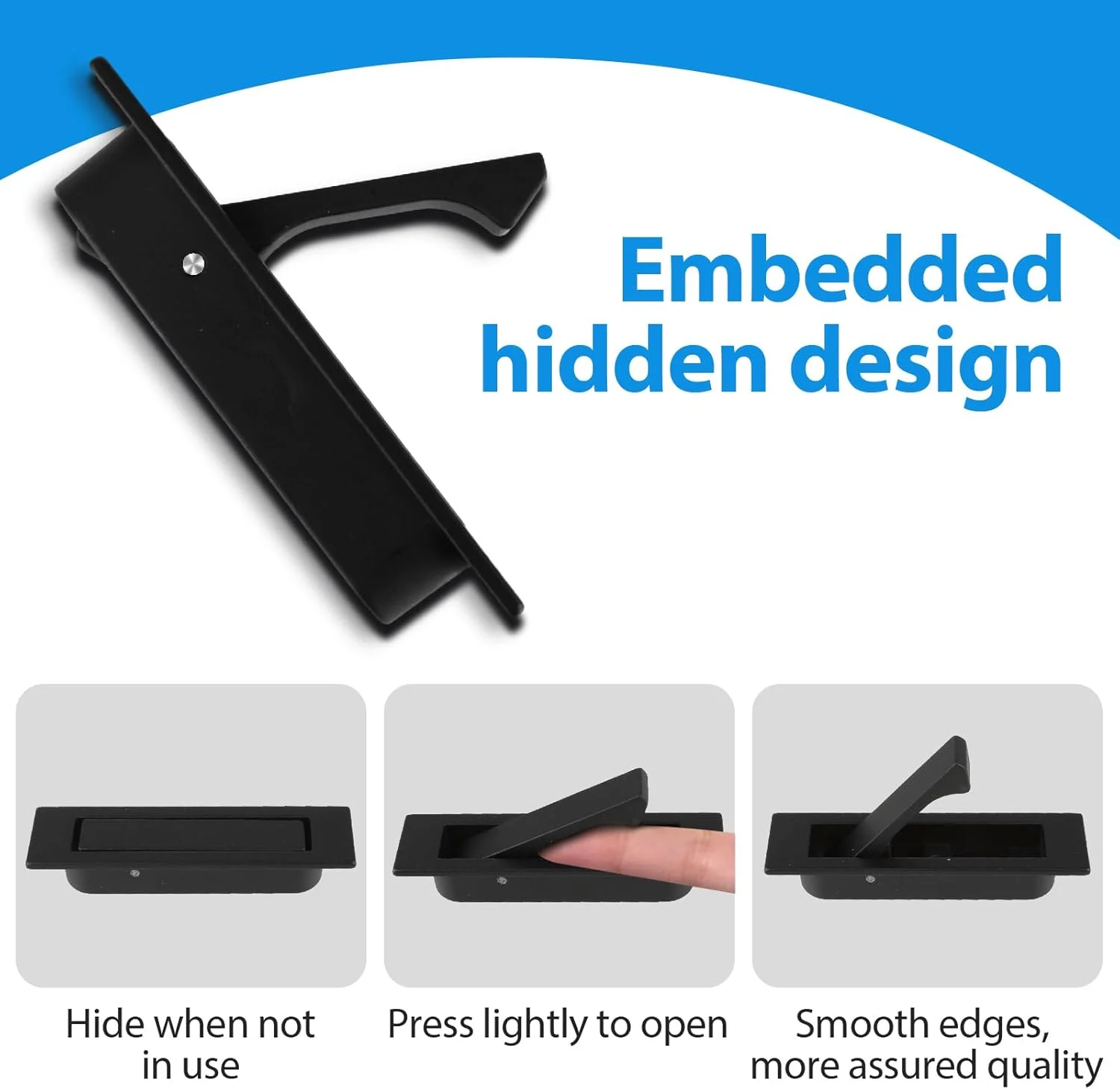 دستگیره توکار درب کشویی Amaxiu - سخت افزار نصب فرورفته برای درب کمد و انبار (A)