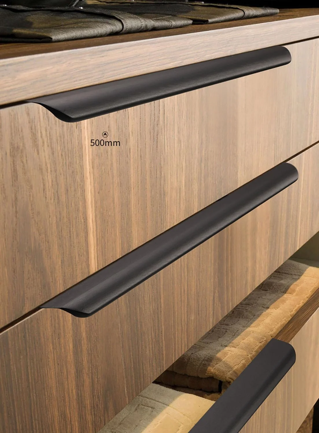 دستگیره لبه انگشتی آلیاژ آلومینیوم مشکی برای کابینت، کشو و کمد، سبک مدرن، 10 عددی (طول 150 میلی متر)