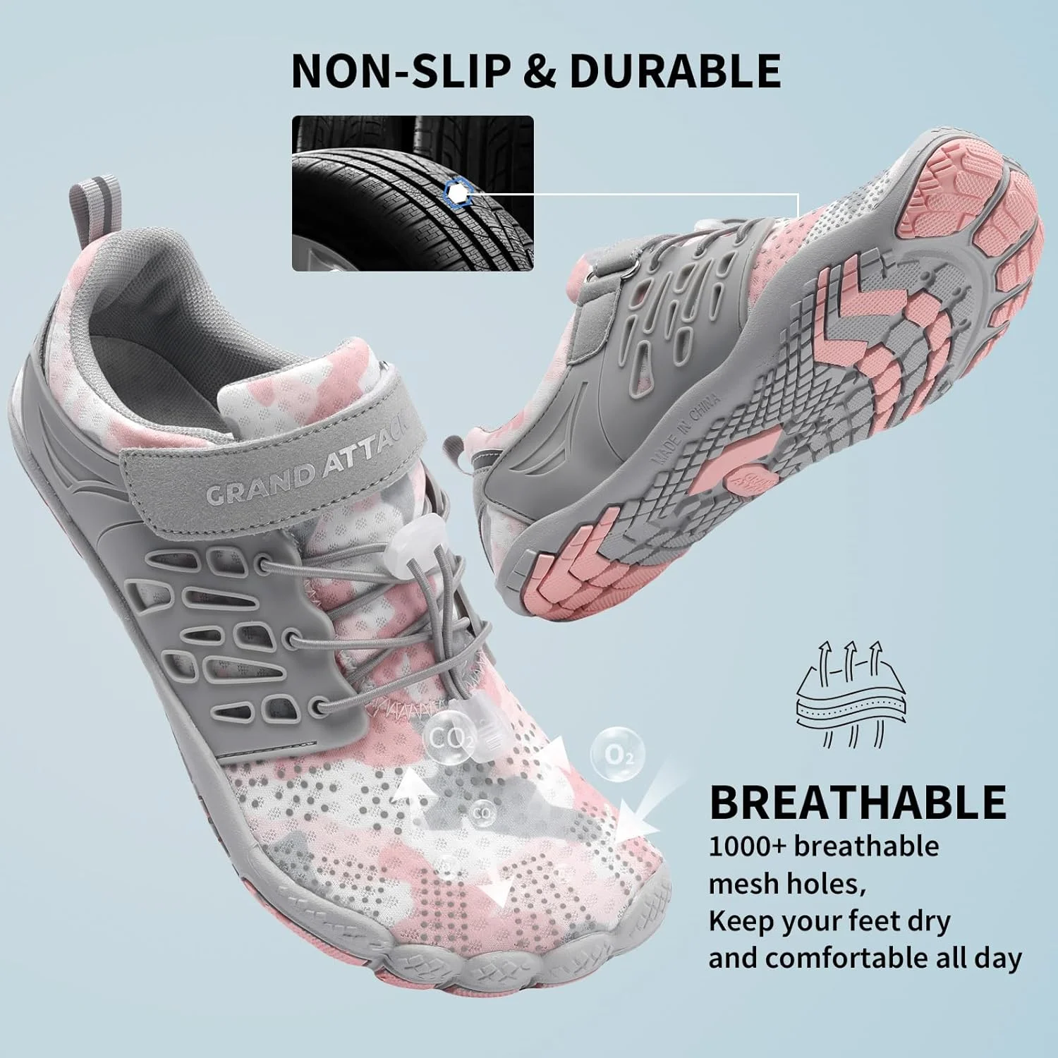 کفش های زنانه گرند اتک، مینیمالیستی و مناسب تمرینات متقاطع | پنجه پهن و زیره صفر برای کشتی، بوکس، وزنه برداری، پیاده روی، تناسب اندام، دویدن در مسیر، کفش های ورزشی، تمرینات باشگاهی