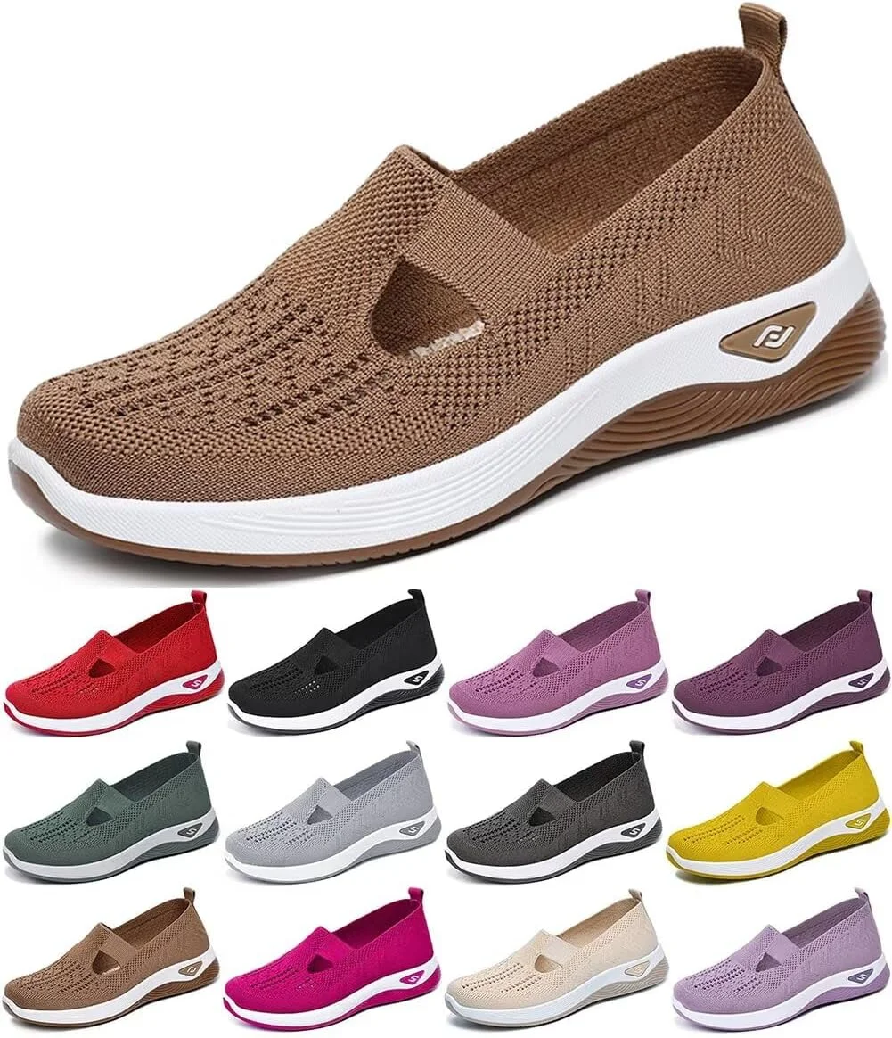 کفش پیاده روی زنانه فنگستو، طبی، توری، ورزشی، کتانی، لغزنده، راحت و تنفسی