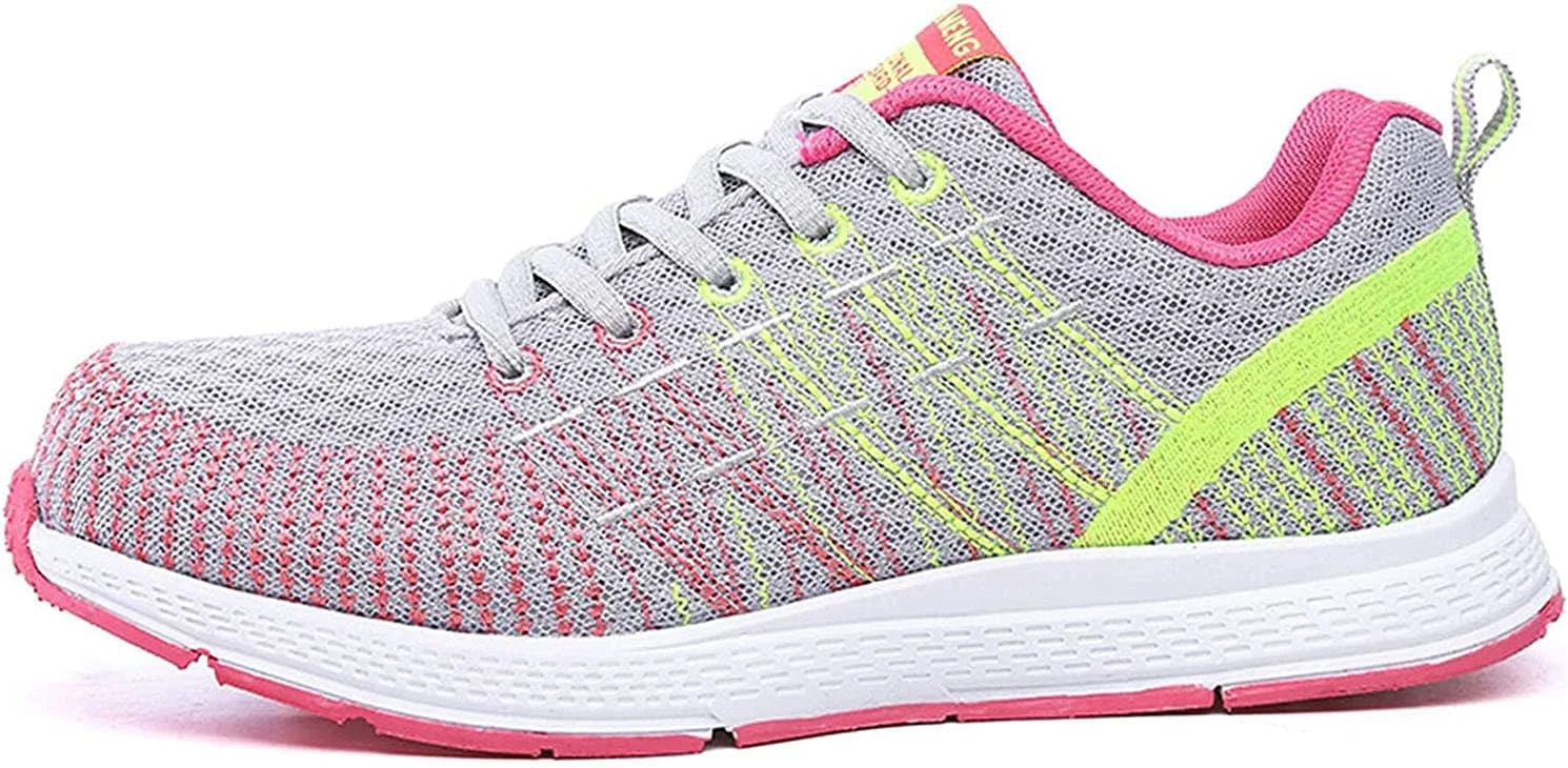 کفش بدمینتون زنانه FJJLOVE، کفش های دویدن ضد لغزش، کفش های ورزشی تنیس، کفش های پیاده روی ورزشی تنفسی، خاکستری، سایز 39 اروپا
