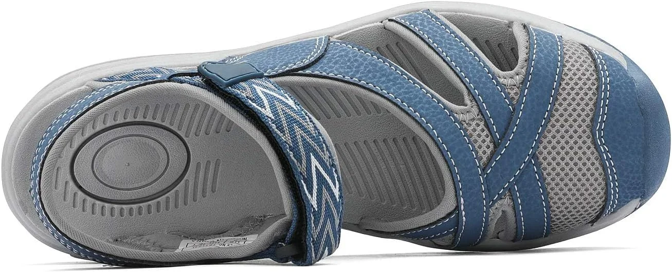 صندل زنانه DREAM PAIRS مدل Hiking Sandals Sport Athletic، آبی تیره، سایز 7
