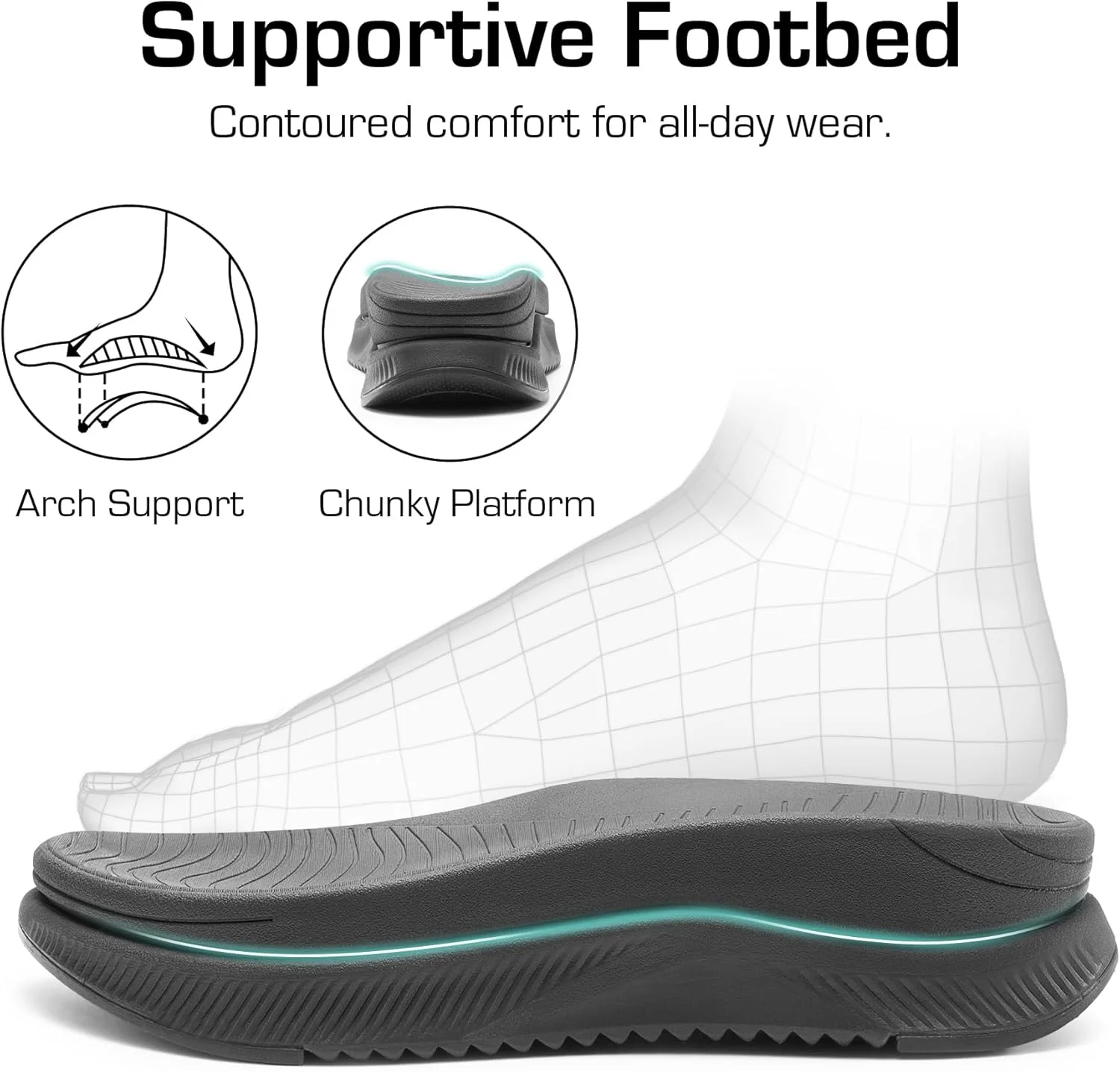 صندل های پیاده روی زنانه DREAM PAIRS، صندل های پلتفرمی با پشتیبانی از قوس پا، صندل های راحت انگشتی باز برای پیاده روی، کفش های تابستانی سبک وزن، صندل های ورزشی آبی و ورزشی در فضای باز