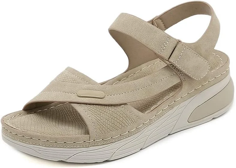 صندل پیاده روی زنانه SilkSerai، پلتفرم بالشتک هوا راحت، بند الاستیک مچ پا، انگشت باز، کفش های تابستانی فضای باز صندل پیاده روی زنانه SilkSerai، پلتفرم بالشتک هوا راحت، بند الاستیک مچ پا، انگشت باز، کفش های تابستانی فضای باز