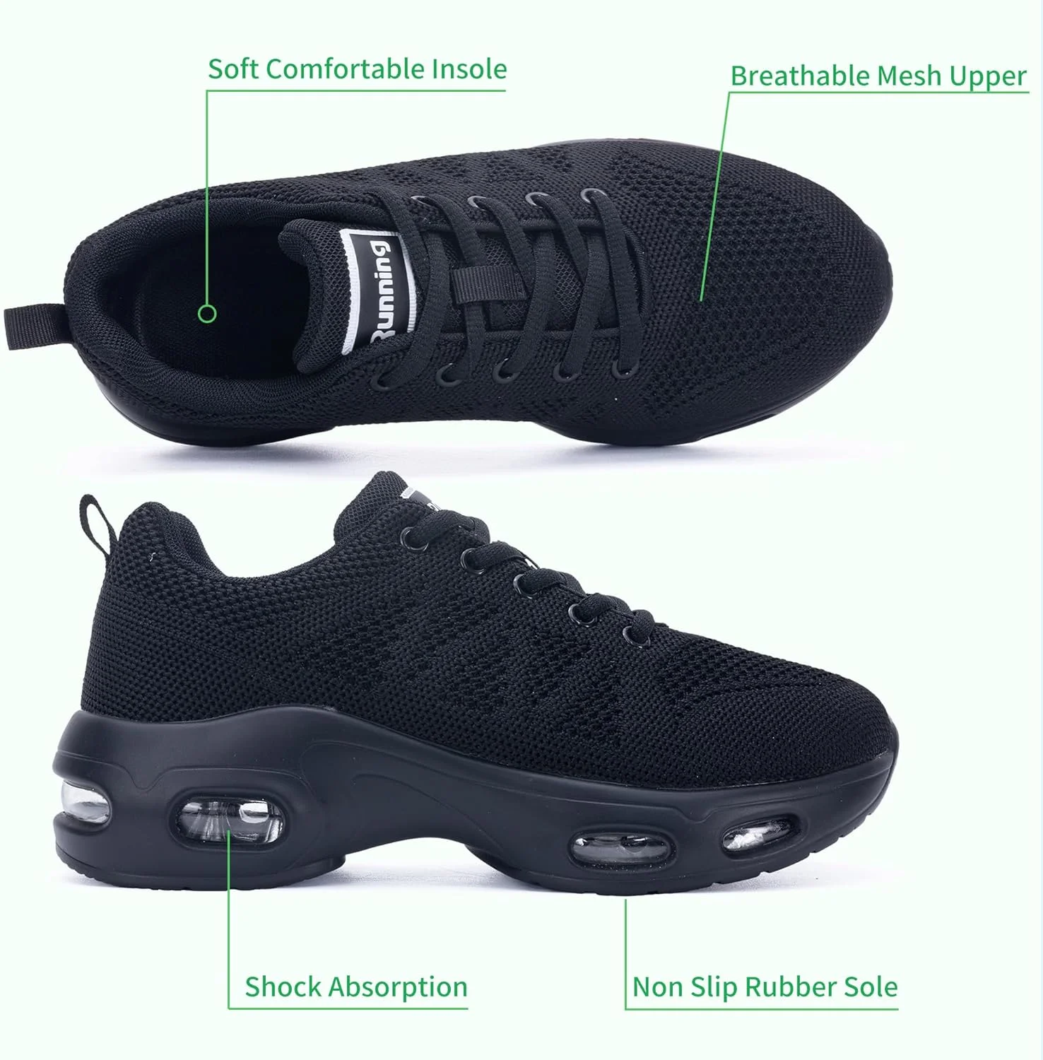 کفش پیاده روی زنانه بدون بند - کفش ورزشی بالشتکی راحت برای راحتی و پشتیبانی از قوس - کفش های دویدن سبک وزن و تنفسی ضد لغزش برای باشگاه و تمرین