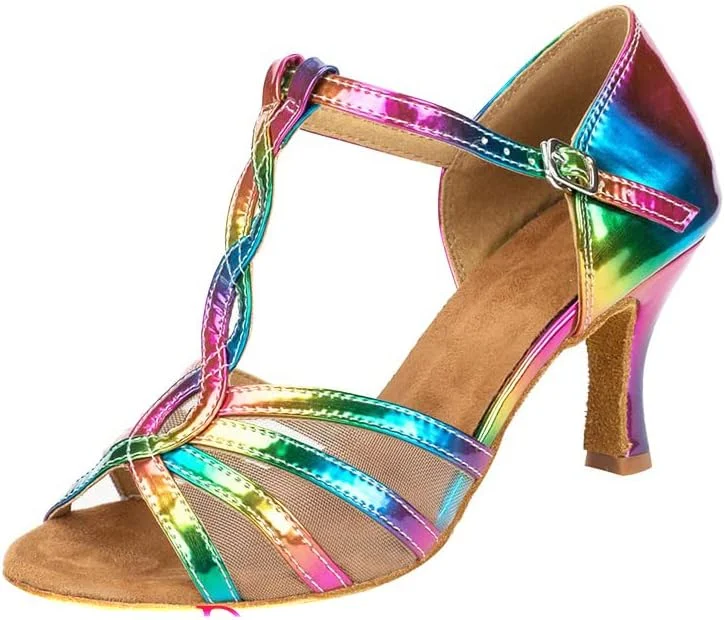 صندل رقص پاشنه بلند زنانه Denova با بند مچ پا، مناسب سالن رقص لاتین و سالسا برای استفاده در محیط های داخلی و خارجی