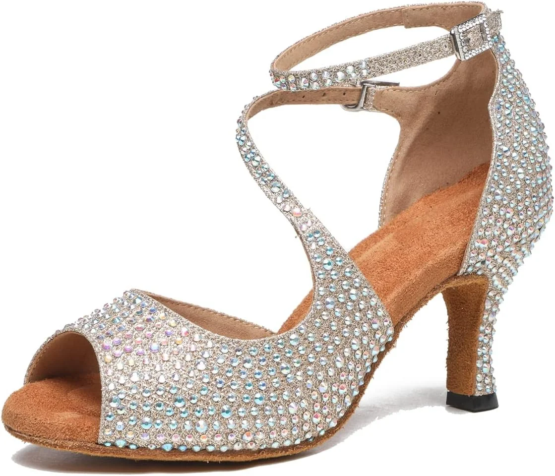 کفش رقص نگین دار لاتین زنانه لیتنرمیا، صندل مجلسی عروس