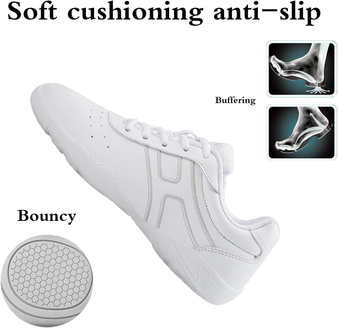 کفش ورزشی مخصوص تشویق کنندگان، کفش رقص راحت برای تشویق کنندگان، کفش تمرینی تشویق کنندگان، راحت و دارای قابلیت نفوذ هوا، سبک و ضد لغزش، منطبق با فرم پا، برای انواع تمرینات و مسابقات تشویق