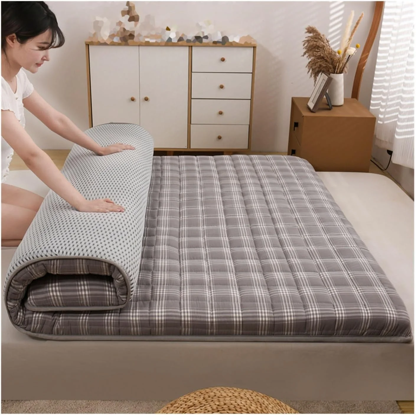 تشک فوتون ژاپنی، تشک رولی قابل شستشو و تنفس پذیر، تشک ضخیم شده مناسب خوابگاه دانشجویی، اتاق خواب و منزل (خاکستری، 120 * 200 سانتی متر) تشک فوتون ژاپنی، تشک رولی قابل شستشو و تنفس پذیر، تشک ضخیم شده مناسب خوابگاه دانشجویی، اتاق خواب و منزل (خاکستری، 120 * 200 سانتی متر)