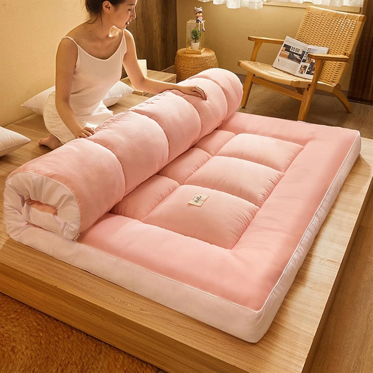 تشک فوتون xYzlxtC سایز کامل، تشک تاتامی نرم، تشک فوتون شیکی ژاپنی، پد خواب تاشو رنگ ثابت برای خوابگاه دانشجویی تشک فوتون xYzlxtC سایز کامل، تشک تاتامی نرم، تشک فوتون شیکی ژاپنی، پد خواب تاشو رنگ ثابت برای خوابگاه دانشجویی