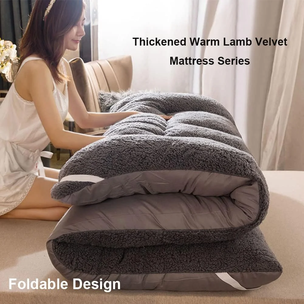 تشک ضخیم زمستانی، تشک فوتون تاتامی به سبک ژاپنی، پد خواب تاشو و قابل حمل، تشک رول آپ، مناسب برای خوابگاه دخترانه و پسرانه، خاکستری، کینگ