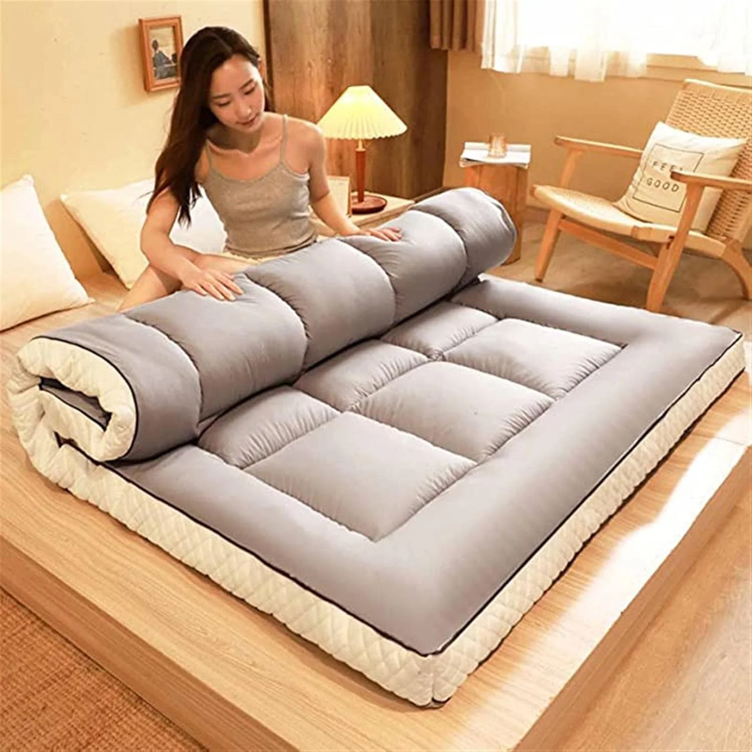 تشک فوتون xYzlxtC سایز کامل، تشک تاتامی نرم، تشک فوتون شیکی ژاپنی، پد خواب تاشو رنگ ثابت برای خوابگاه دانشجویی تشک فوتون xYzlxtC سایز کامل، تشک تاتامی نرم، تشک فوتون شیکی ژاپنی، پد خواب تاشو رنگ ثابت برای خوابگاه دانشجویی