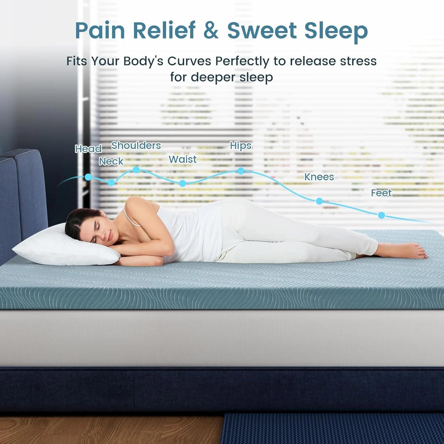 رویه تشک سفت سایز یک نفره، فوم مموری ژل خنک کننده 4 اینچی و رویه های تشک فوم با چگالی بالا برای تسکین درد کمر، پد تشک برای خوابندگان به پشت و هم ترازی ستون فقرات، دارای گواهی CertiPUR-US