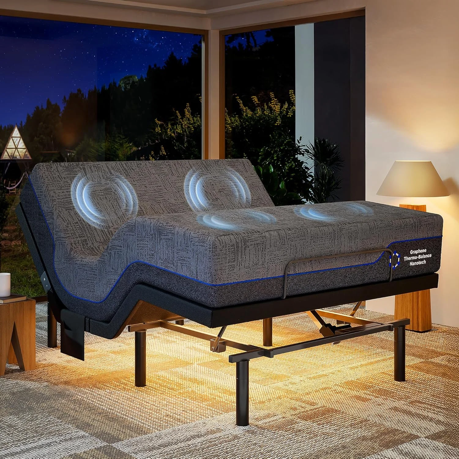 ست پایه ماساژ قابل تنظیم Marsail NS2 Pro به همراه تشک، کنترل از راه دور بی سیم و کنترل برنامه، قاب تختخواب قابل تنظیم سایز کوئین + تشک فوم حافظه دار ژل خنک کننده 10 اینچی، قاب تختخواب موتور دوتایی با کنترل از راه دور بی سیم، دارای گواهی CertiPUR-US ست پایه ماساژ قابل تنظیم Marsail NS2 Pro به همراه تشک، کنترل از راه دور بی سیم و کنترل برنامه، قاب تختخواب قابل تنظیم سایز کوئین + تشک فوم حافظه دار ژل خنک کننده 10 اینچی، قاب تختخواب موتور دوتایی با کنترل از راه دور بی سیم، دارای گواهی CertiPUR-US