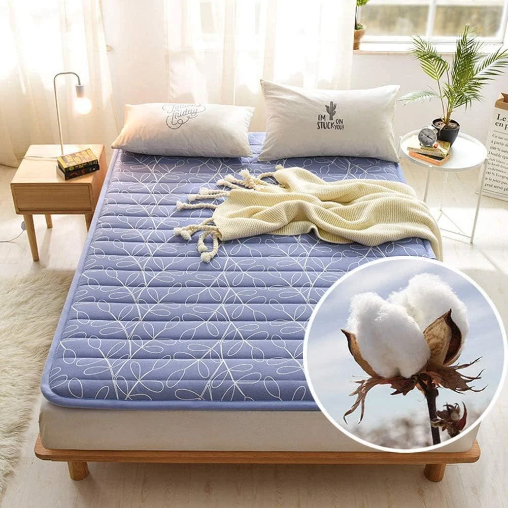 تشک تاشو خوابگاهی دانشجویی KSZJSD، پد ضخیم قابل حمل تاتامی تشک کف برای کمپینگ خانگی، تخت مسافرتی تاشو، آبی، 180 * 200 سانتی متر