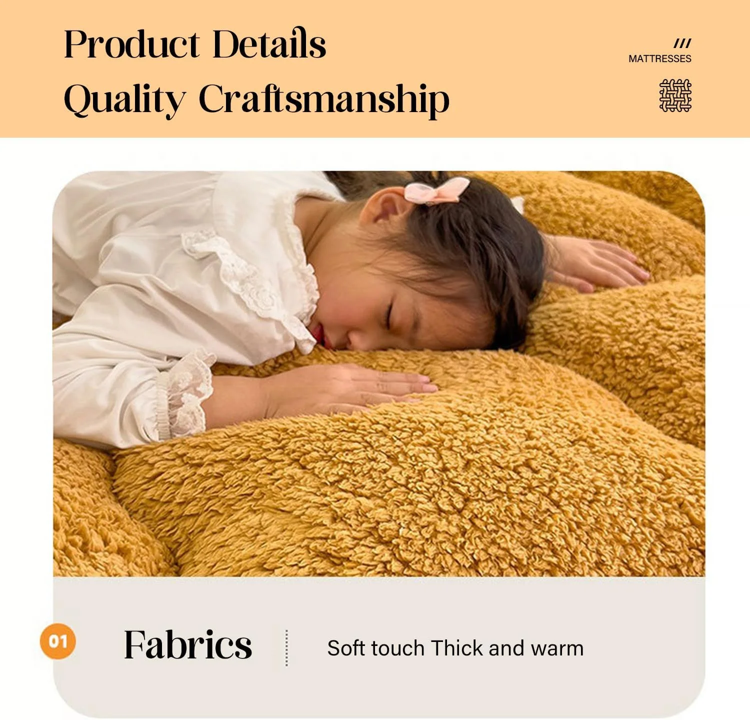 رویه تشک ضخیم KCCRHIN مناسب برای تخت کوئین، توئین و فول سایز، تشک فوتون، تشک فوتون ژاپنی، پد خواب تاتامی نرم و مخملی، تشک تاشو و قابل حمل برای خوابگاه، زرد، 150*200 سانتی متر