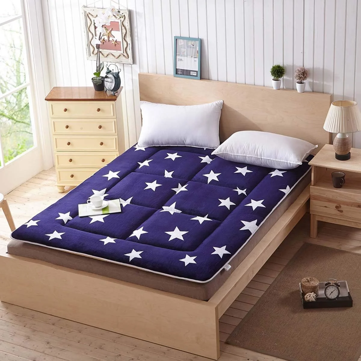 تشک تاتامی KSZJSD، تشک ضخیم غیر لغزنده تاشو با طرح ستاره ای، تشک مبلی کودک، پد تشک فوتون برای خواب و مسافرت، B، 120 * 200 سانتی متر