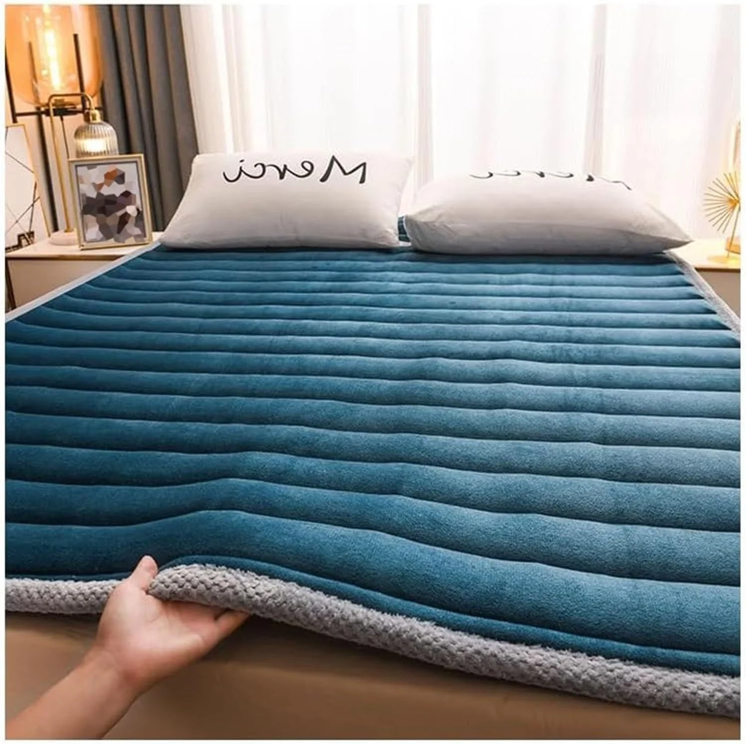 تشک تاتامی تاشو ضخیم ژاپنی، تشک خواب تاشو قابل تنفس مخمل شیری پد خواب قابل حمل (آبی، یک نفره-90 * 200 سانتی متر) تشک تاتامی تاشو ضخیم ژاپنی، تشک خواب تاشو قابل تنفس مخمل شیری پد خواب قابل حمل (آبی، یک نفره-90 * 200 سانتی متر)