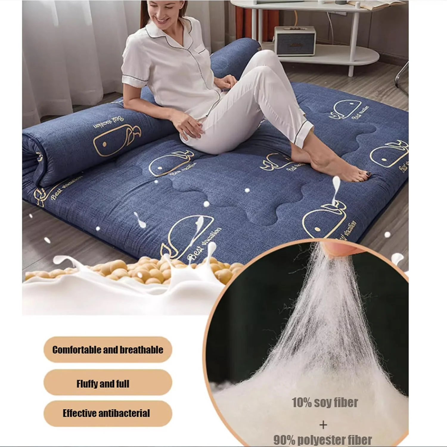 تشک تاشو ژاپنی فوتون دونفره، زیرانداز نرم تاتامی لحافی، ضد لغزش و تنفسی، برای خوابگاه منزل، تشک فوتون-K-1.5 * 2m (59 * 78 اینچ) تشک تاشو ژاپنی فوتون دونفره، زیرانداز نرم تاتامی لحافی، ضد لغزش و تنفسی، برای خوابگاه منزل، تشک فوتون-K-1.5 * 2m (59 * 78 اینچ)