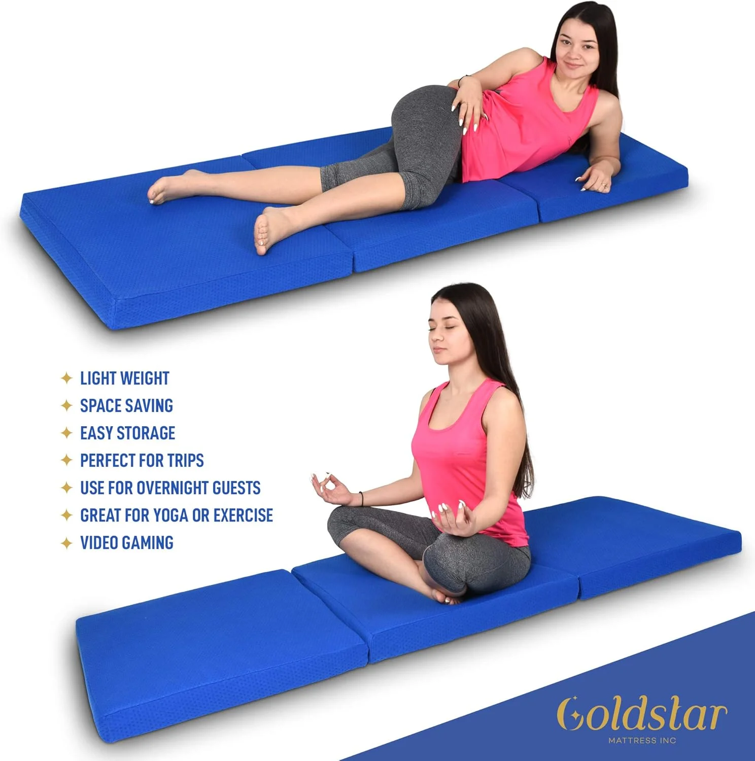 تشک فوم حافظه دار ژل دار سه تایی گلد استار، 99 در 190 سانتی متر - روکش خنک کننده تزریق شده با ژل 7.6 سانتی متری، پد تختخواب تاشو، تخت مهمان - کف قابل حمل با روکش نرم، قابل جابجایی و شستشو تشک فوم حافظه دار ژل دار سه تایی گلد استار، 99 در 190 سانتی متر - روکش خنک کننده تزریق شده با ژل 7.6 سانتی متری، پد تختخواب تاشو، تخت مهمان - کف قابل حمل با روکش نرم، قابل جابجایی و شستشو