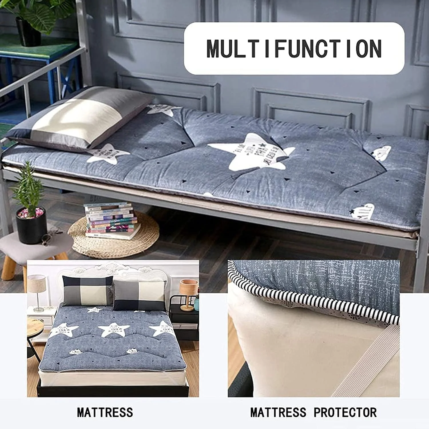 تشک زمینی HZGLPX، روکش تشک دوقلو، روکش تشک تاتامی قابل حمل، تشک تاتامی ضخیم، پد خواب نرم، تختخواب مهمان رولی تشک زمینی HZGLPX، روکش تشک دوقلو، روکش تشک تاتامی قابل حمل، تشک تاتامی ضخیم، پد خواب نرم، تختخواب مهمان رولی