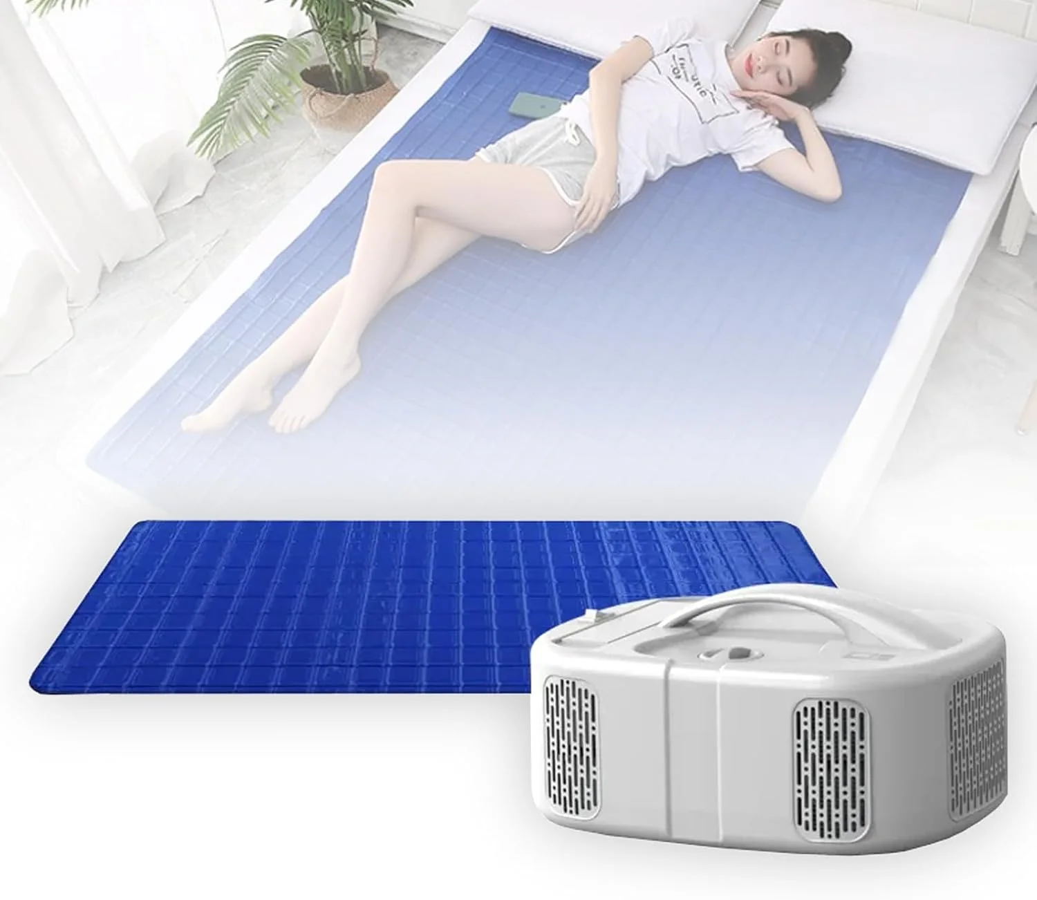 تشک برقی خنک کننده آبی، سیستم خنک کننده تخت خواب، پدهای یخی خواب و تشک تخت در تابستان (160×140 سانتی متر) تشک برقی خنک کننده آبی، سیستم خنک کننده تخت خواب، پدهای یخی خواب و تشک تخت در تابستان (160×140 سانتی متر)