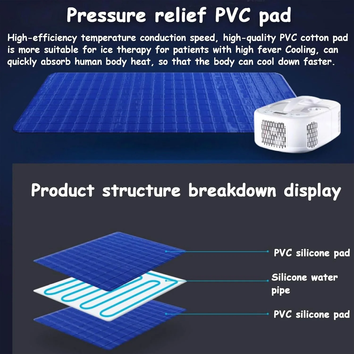 تشک برقی خنک کننده آبی، سیستم خنک کننده تخت خواب نیمه هادی دو هسته ای، پدهای یخی خواب و تشک تخت در تابستان (160x50 سانتی متر) تشک برقی خنک کننده آبی، سیستم خنک کننده تخت خواب نیمه هادی دو هسته ای، پدهای یخی خواب و تشک تخت در تابستان (160x50 سانتی متر)
