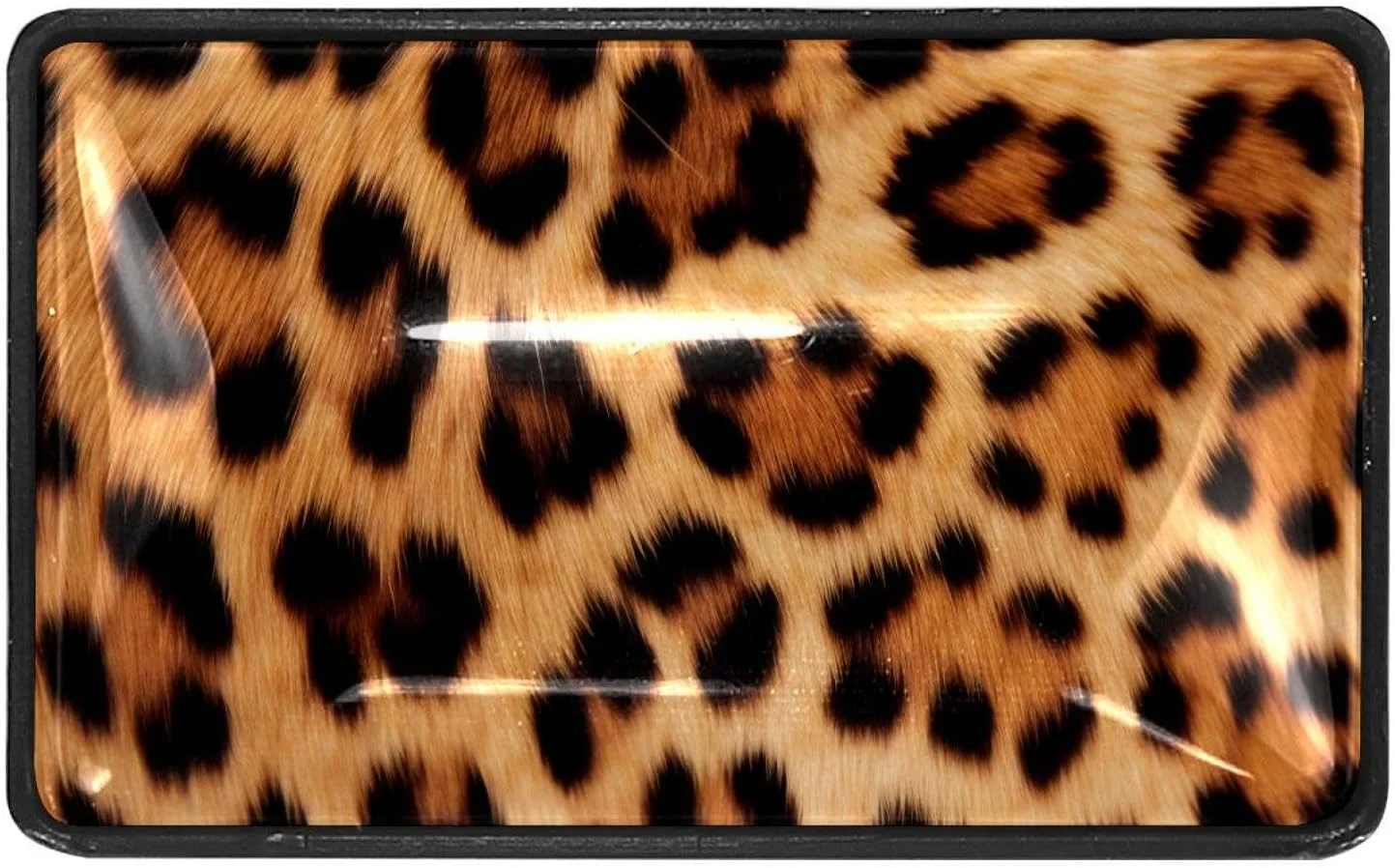 FVQL بسته 4 عددی دستگیره کشو مستطیلی مشکی با پیچ برای کابینت، کتابخانه، کشو، طرح پلنگی حیوانات