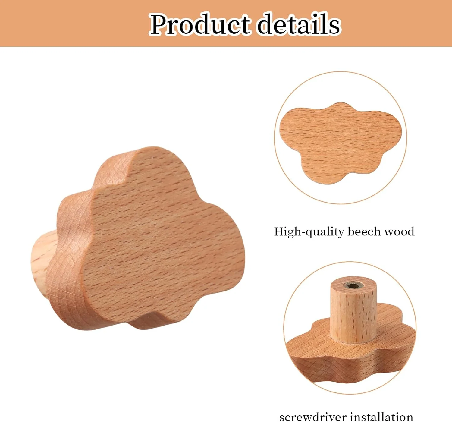 دستگیره مبلمان گودالیا، 6 عددی، دستگیره چوبی کابینت، دستگیره کشو همراه با پیچ، دکمه های چوبی برای کمد، دستگیره های چوبی طرح حیوانات برای تزئین منزل، آشپزخانه، اتاق خواب، کمد لباس (A)